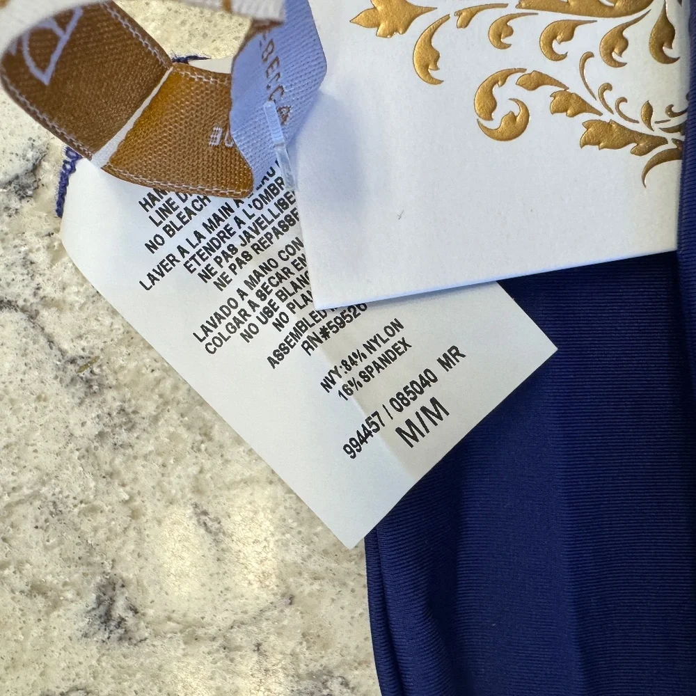 NWT - Becca Side Tie String  Bikini Navy blue‎ bottoms Size Medium